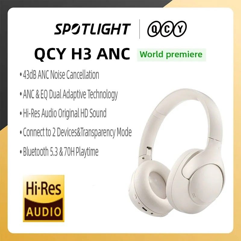 PreOrder)QCY H3 ANC Wireless Headphones Bluetooth 5.3 Hi-Res Audio Over Ear  Headset 43dB Hybrid Active Noise Cancellation Earphones 70H, Audio,  Headphones & Headsets on Carousell