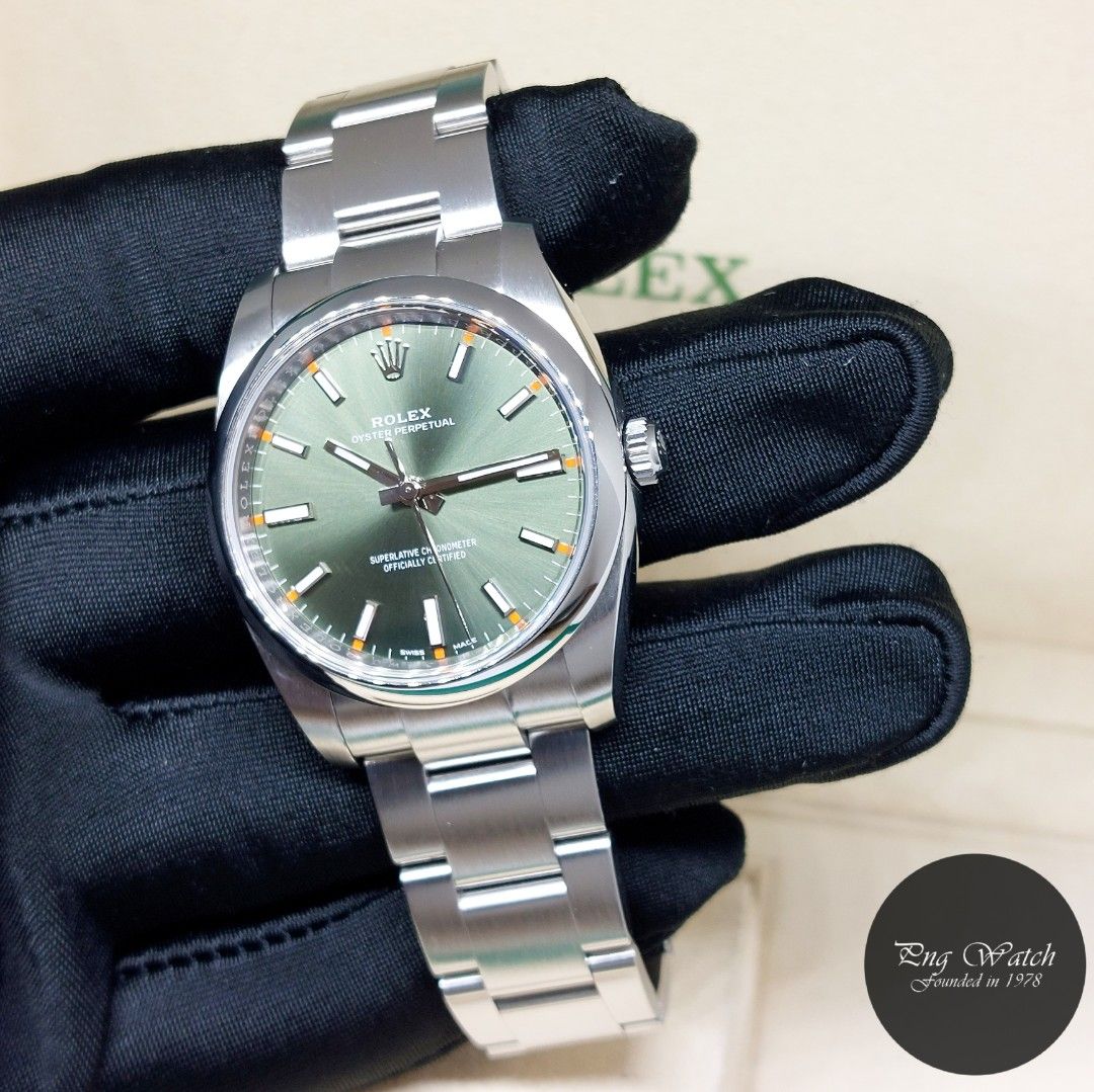 Rolex oyster perpetual 34mm clearance olive green