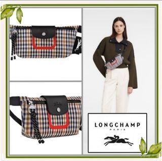 Longchamp Le Pliage Pied de Poule Medium Shoulder Tote New Auth Houndstooth