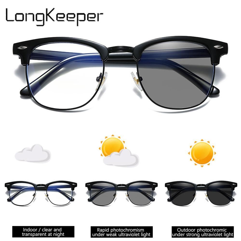 Blue semi rimless glasses discount