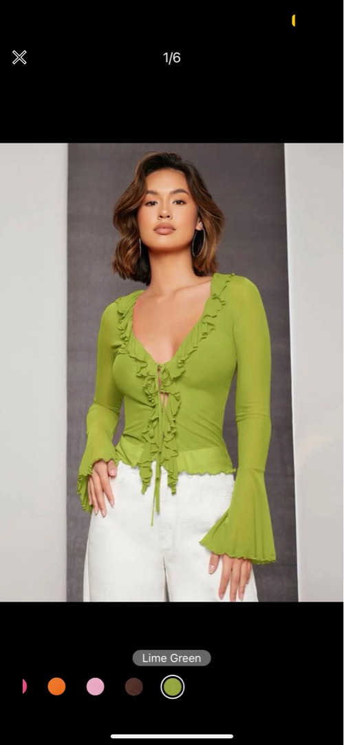 Tanis Tie Front Ruffle Blouse