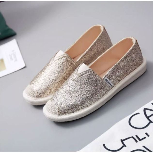 Shiny Glittery Black Silver or Gold Comfortable Loafer casual
