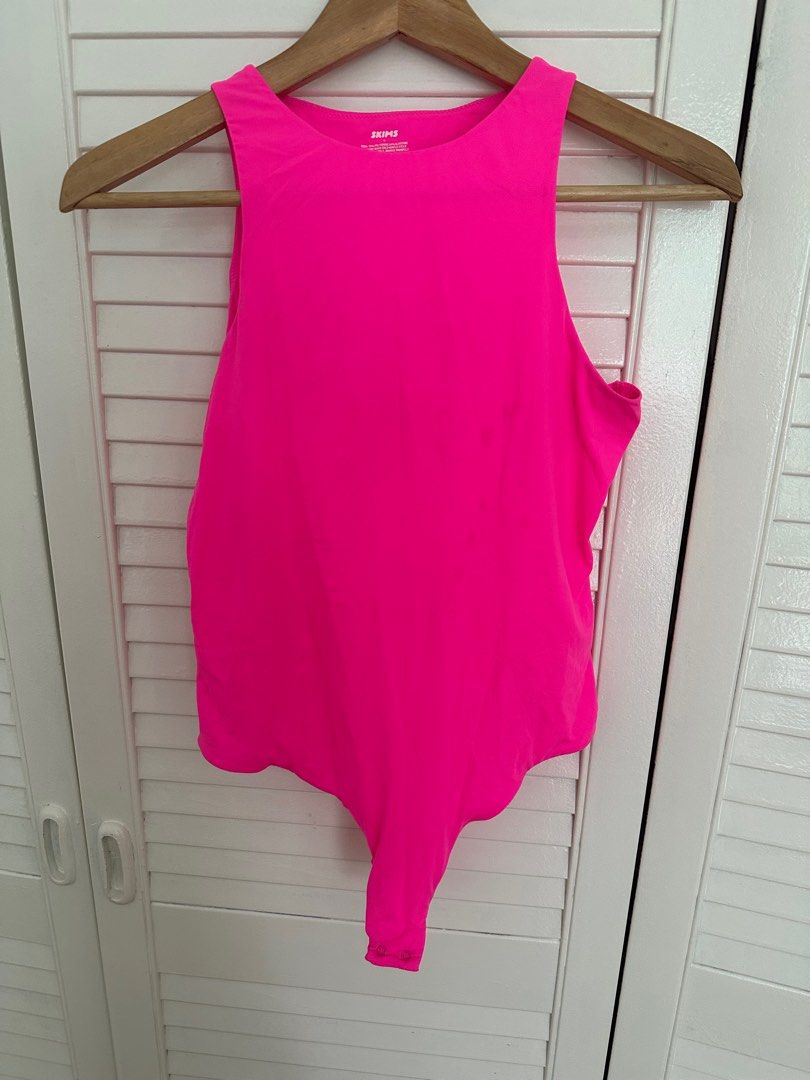 Skims Fluorescent Pink Bodysuit 1 size L, Women's Fashion, Tops, Sleeveless  on Carousell