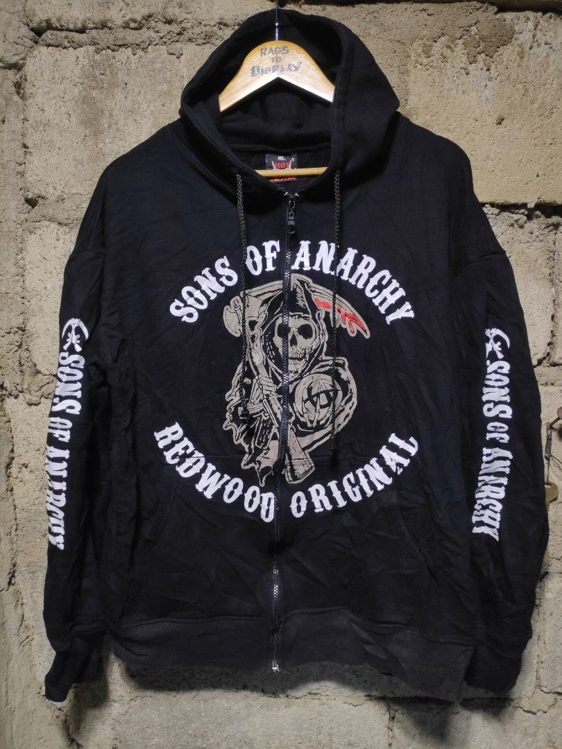SONS OF ANARCHY HOODIE JACKET WITH SLEEVES PRINT EXCELLENT