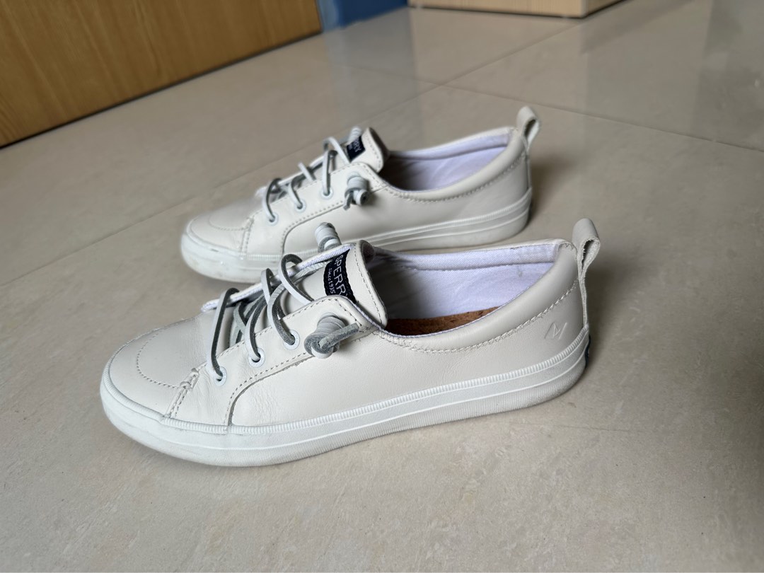 White leather sperry sale sneakers