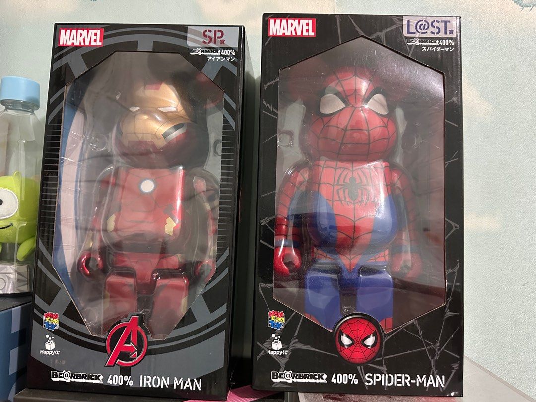 Spiderman + Ironman Bearbrick 400% 一番賞, 興趣及遊戲, 玩具& 遊戲