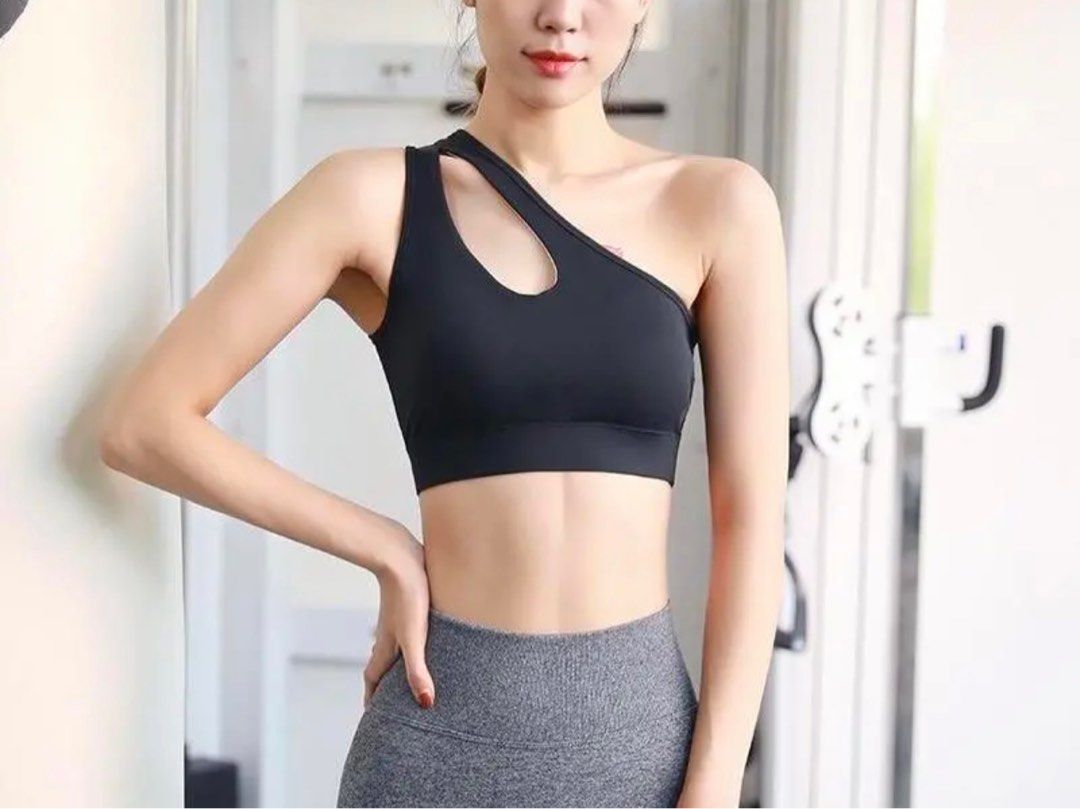 Sports Bra (One Side Shoulder), Women's Fashion, Activewear on Carousell