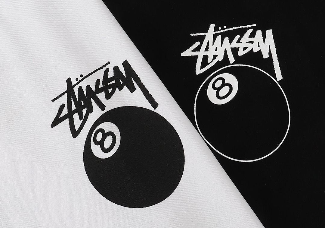 Stussy SS23 Billiards Tee新款黑八檯球斯諾克相片直噴印花西海岸情侶