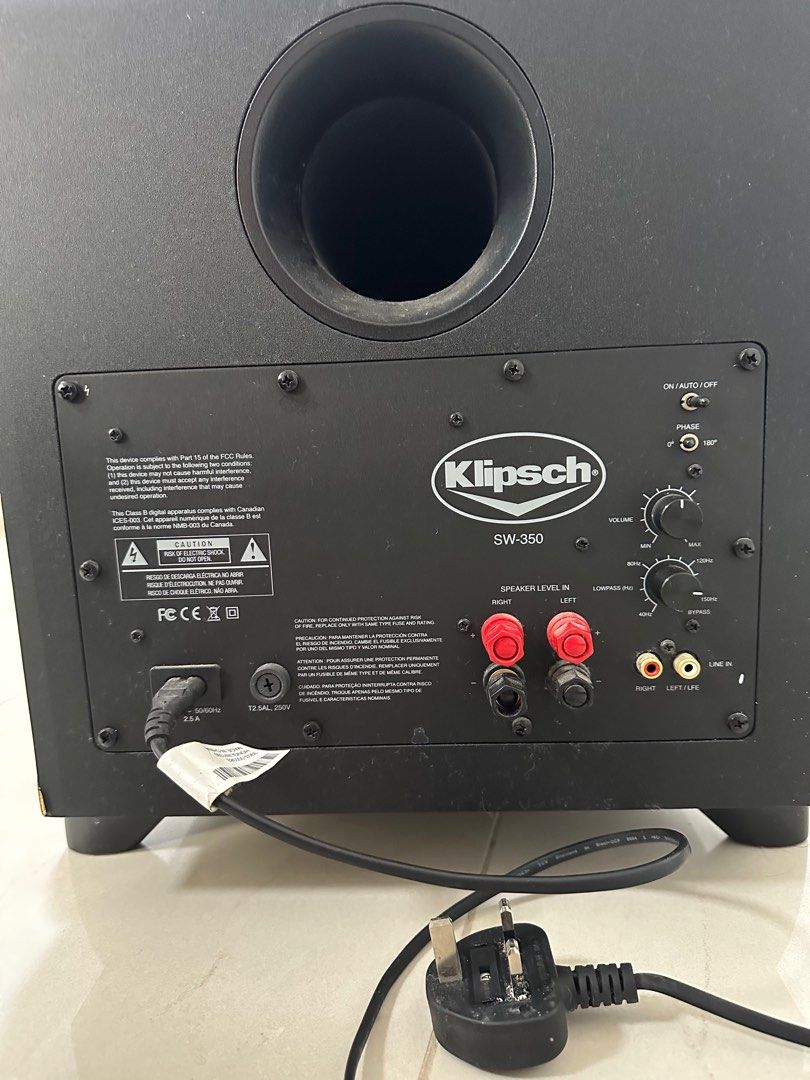 Klipsch Subwoofer (SW350) + Klipsch passive speakers (R15PM) , Audio ...