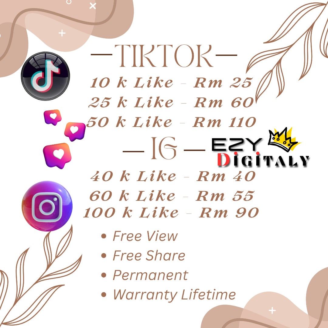 TikTok Like & IG Like [Promo], Video Gaming, Gaming Accessories, Game Gift  Cards & Accounts on Carousell