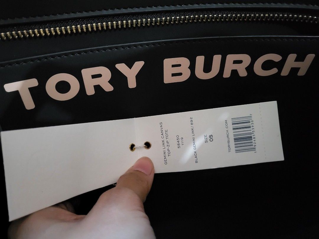 tas tote-bag Tory Burch Black Gemini Link Canvas Tote Bag