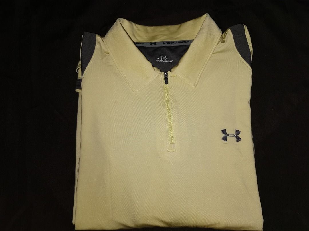 Yellow under armour golf shirt store