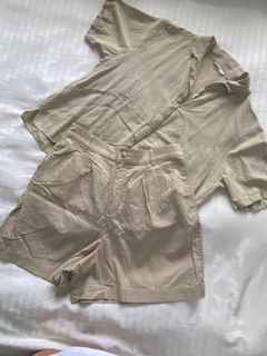 Uniqlo Linen Blend Polo Shorts Set
