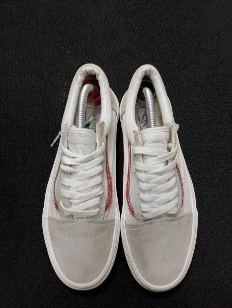 Vans Old Skool Cream Red Men s Fashion Footwear Sneakers on