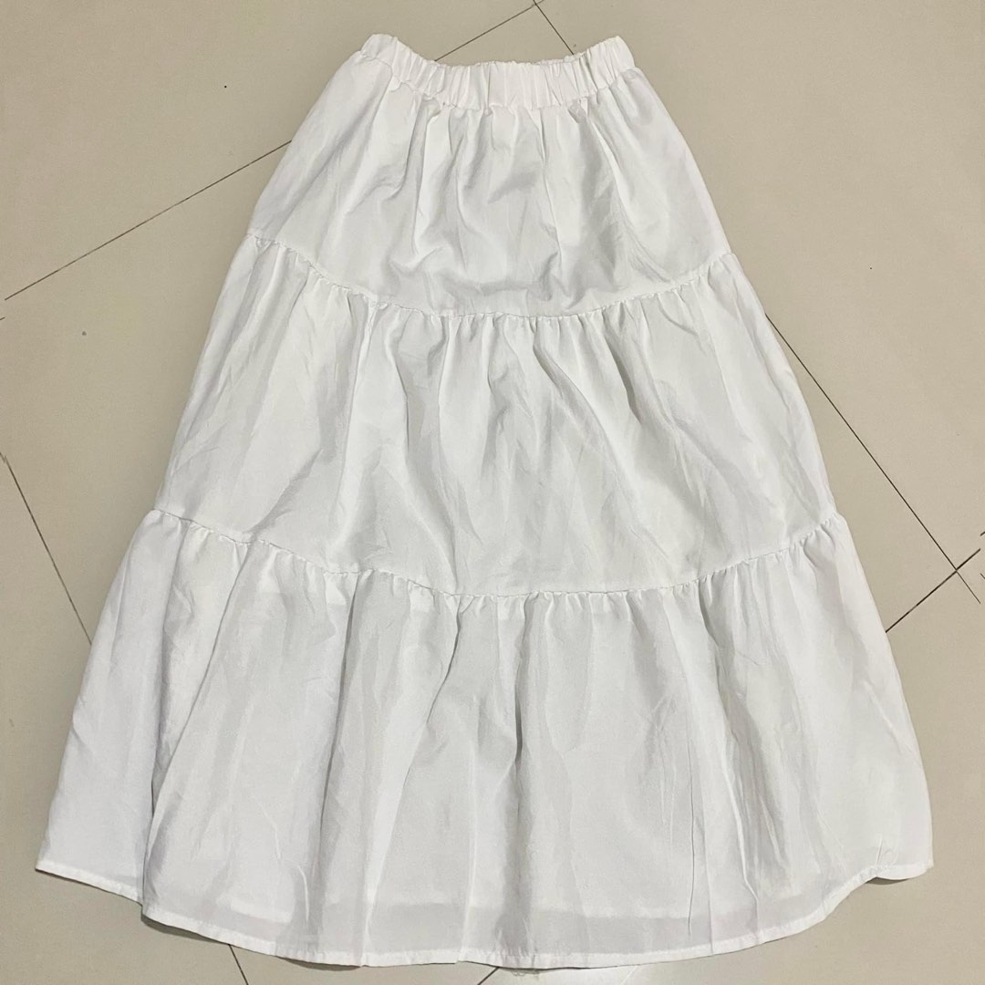 y2k coquette maxi skirt white long skirt, Women's Fashion, Bottoms ...