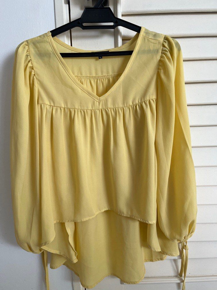 Yellow sales sheer blouse