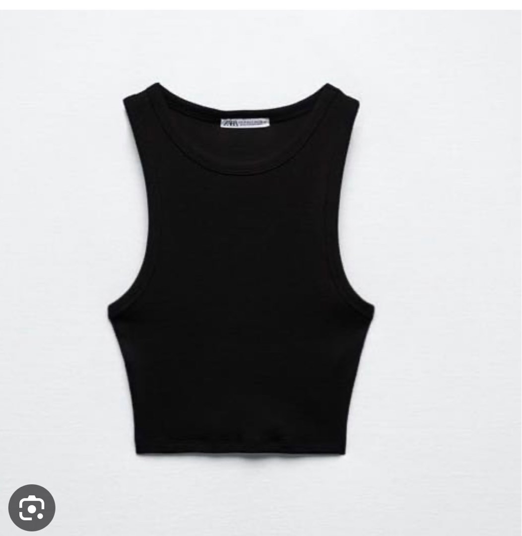 Zara cropped ribbed tank top, Women's Fashion, Tops, Sleeveless on
