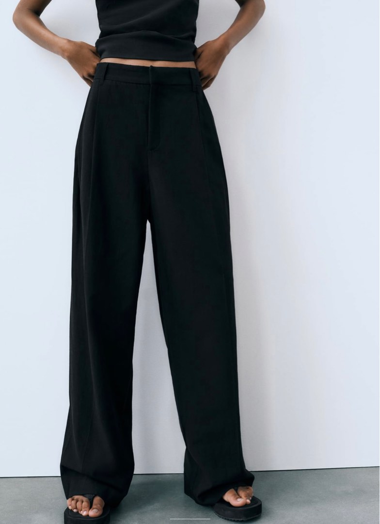 Zara full length linen blend trousers, Women's Fashion, Bottoms, Other