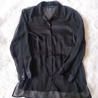 Zara silk organza long sleeve top