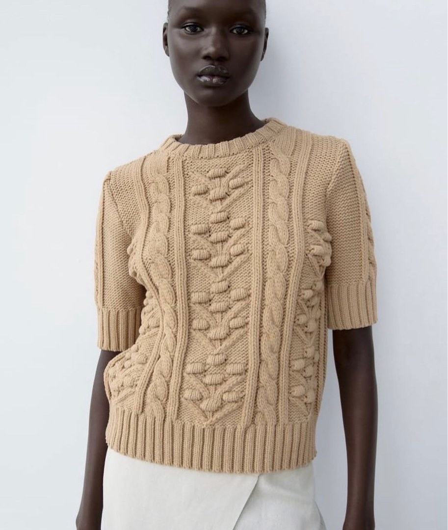 Zara Textured Knit Sweater, Women's Fashion, Tops, Others Tops on Carousell
