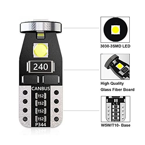 T10 LED Bulb 3030 12-SMD Canbus 6000K White, Pack of 4