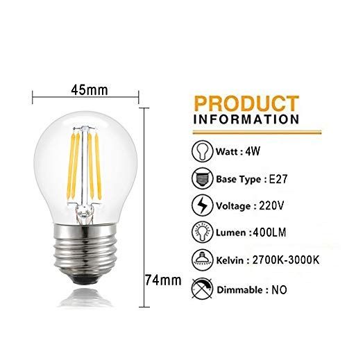 1x Vintage LED Filament Bulb: G45-4W LED, E27 Base, Clear Warm White  2700K-3000K, 40W Equivalent, Furniture & Home Living, Lighting & Fans,  Lighting on Carousell