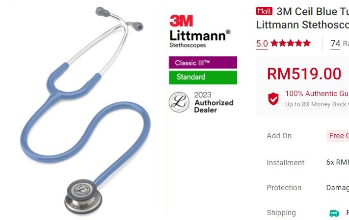 3M 5630 Littmann Classic III Stethoscope - Ceil Blue