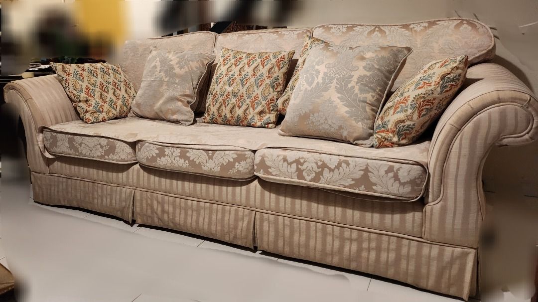 Cream sales damask sofa