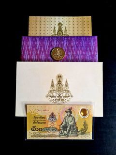 🇹🇭 泰国500铢纸币 1996年 泰王登基50周年纪念钞 come with folder and booklet  Issued by Bank of Thailand to commemorate HM King Bhumibol Adulyadej 50th years Accession To The Throne 1946-1996