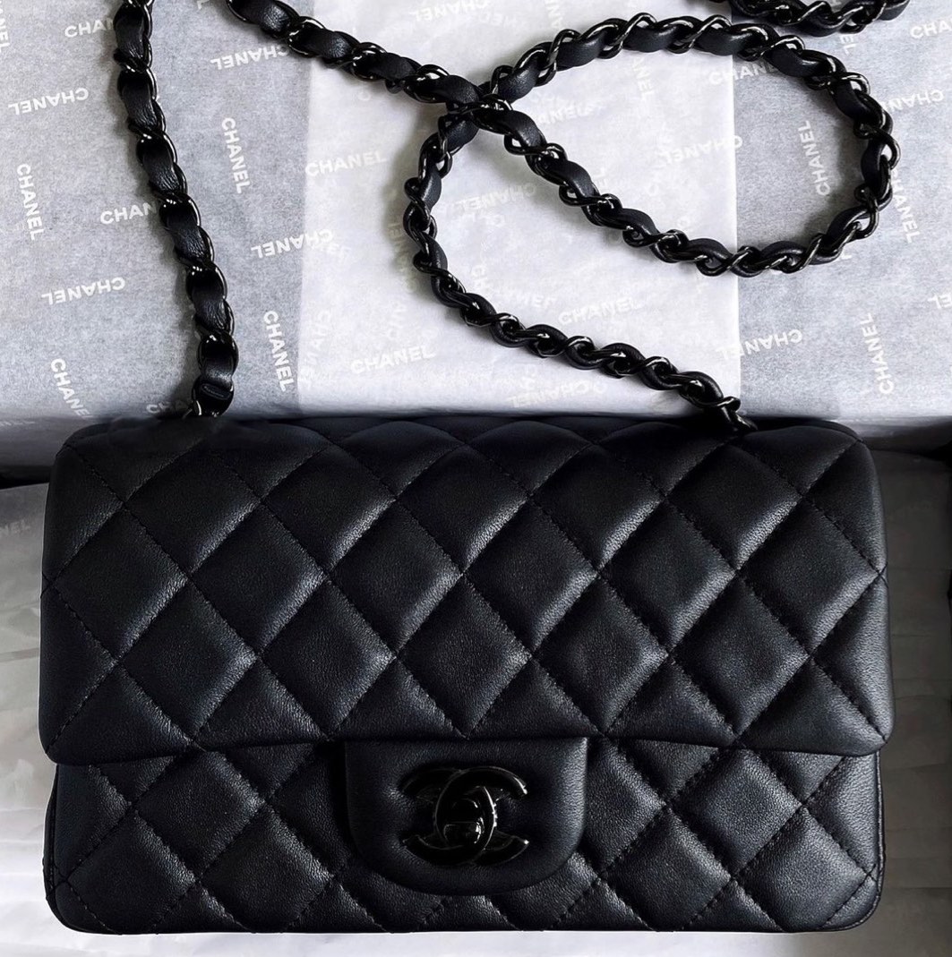 AUTHENTIC CHANEL 23B CLASSIC MINI RECTANGLE FLAP SO BLACK, Luxury, Bags &  Wallets on Carousell