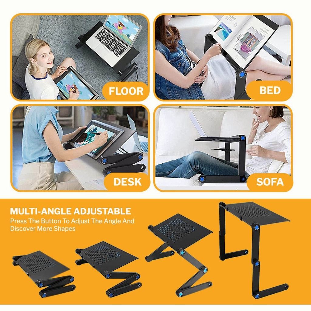 Adjustable Vented Laptop Table Laptop Computer Desk Portable Stand ...