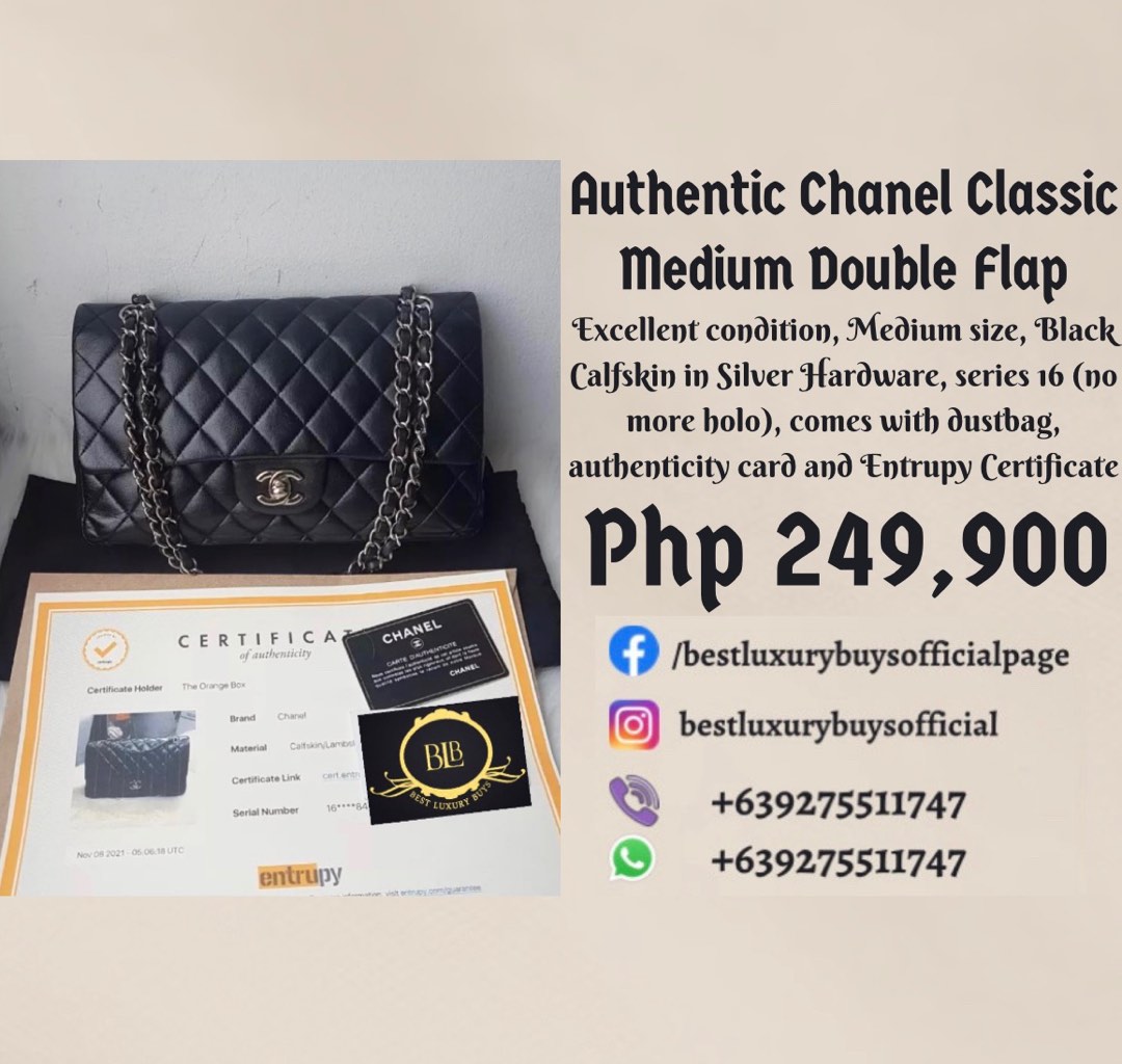 Authentic Chanel Classic Medium Double Flap Two way Bag with Entrupy