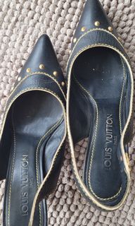 LOUIS VUITTON Gold Studded Wedge Sandals size 38.5