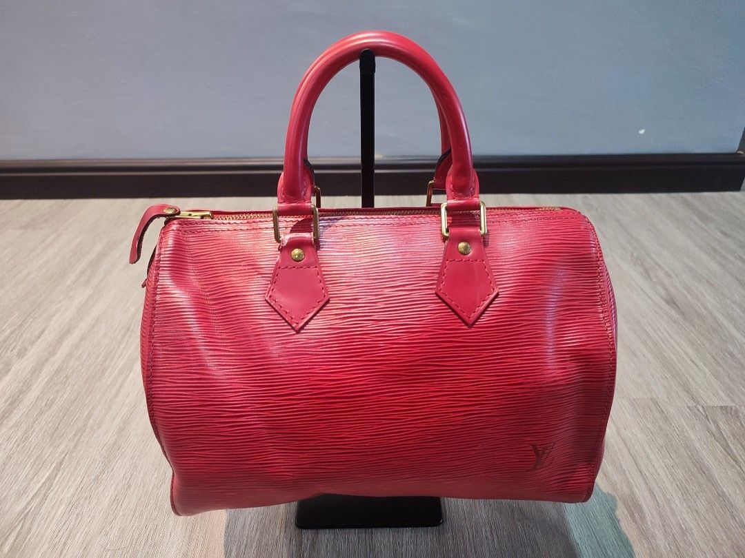 LOUIS VUITTON Authentic Women's Epi Speedy 30 Red Hand Bag Zipper Leather