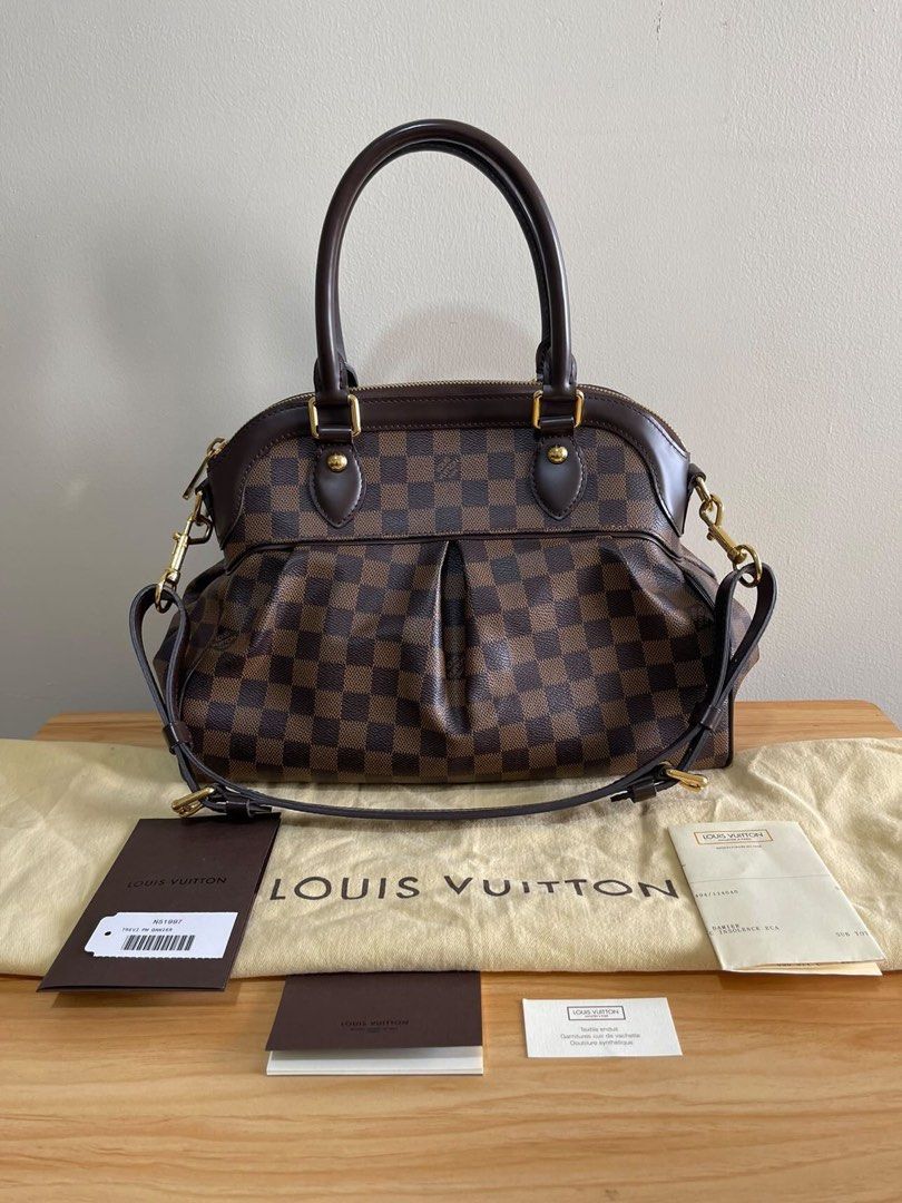 Authentic LV Trevi PM Damier (Category: Luxury Bags & Wallets) located in Makati City. Submitted by sashaboy88 (Listing ID 1254405330, Image 1). Description: Guaranteed Authentic with Entrupy Cert Okay for shipping or meetups in Makati or BGC.