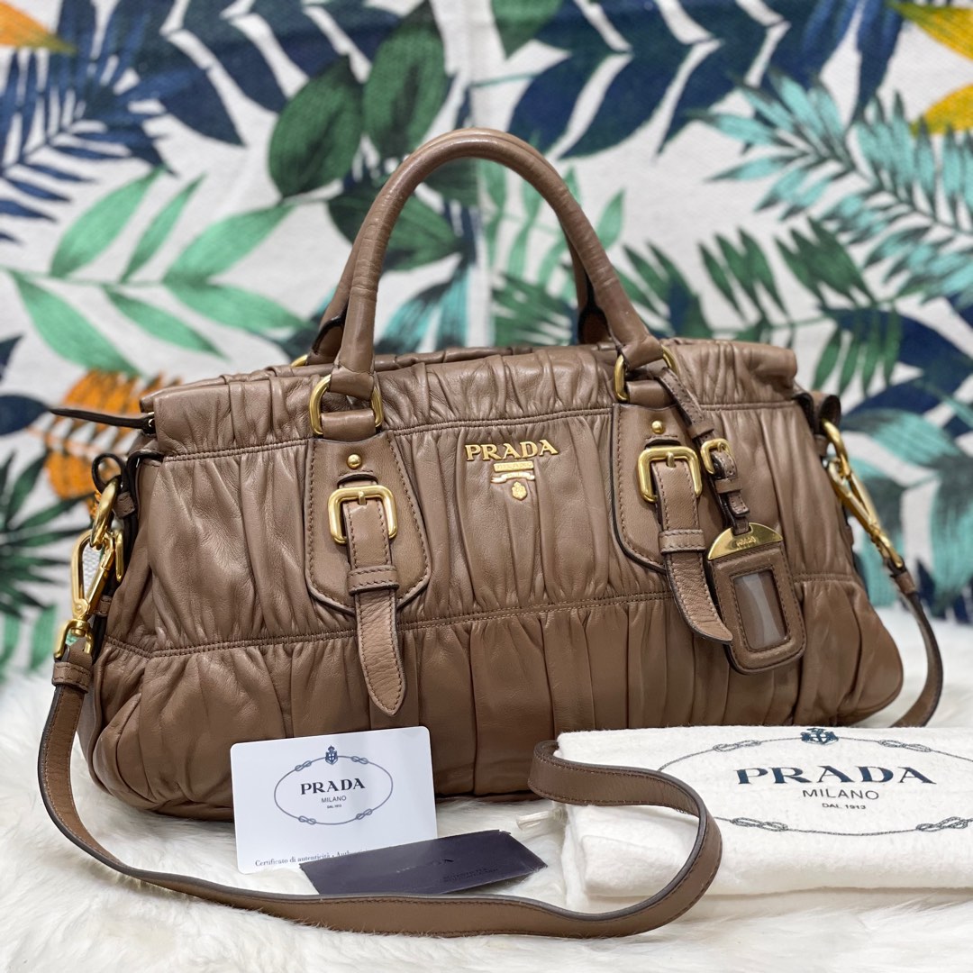 Prada Milano Dal 1913 Brown Leather And Canvas Handbag, Luxury, Bags &  Wallets on Carousell