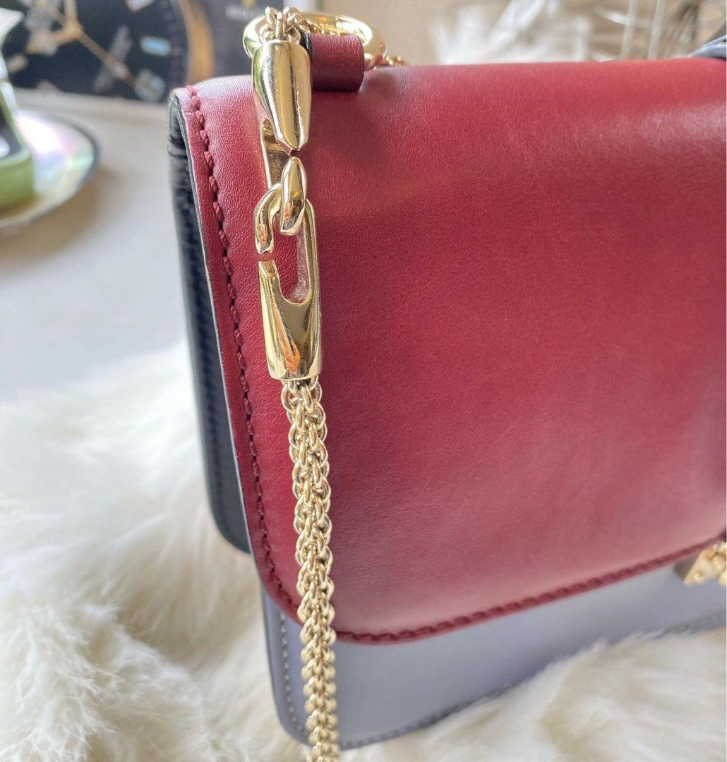 Valentino Red Leather Medium Rockstud Glam Lock Flap Bag