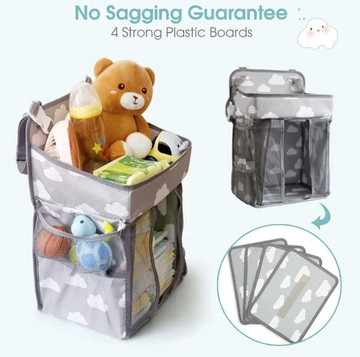Baby Crib Organizer/Diaper Caddy Grey Clouds, Babies & Kids, Baby