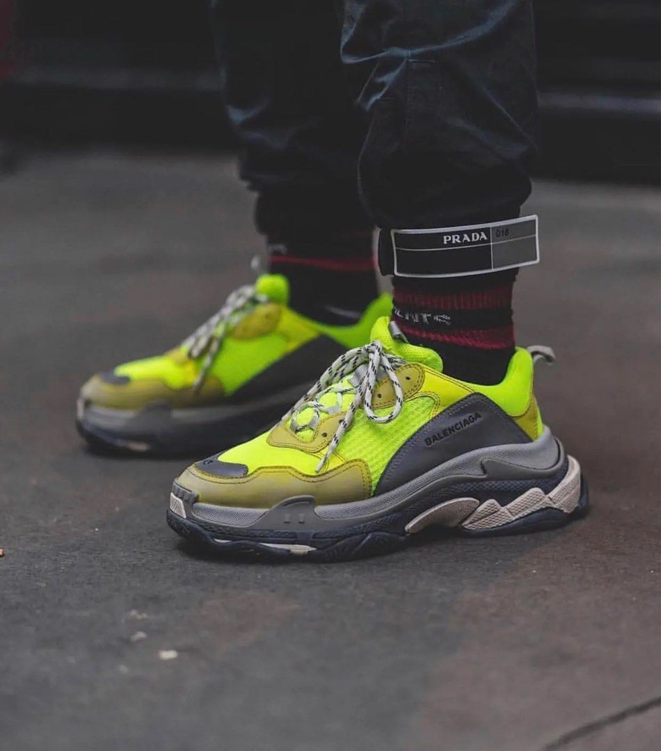 balenciaga lime green triple s