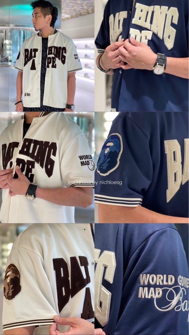 A Bathing Ape Baseball Jersey S/S Shirt 'Ivory' - 001SRJ801051I