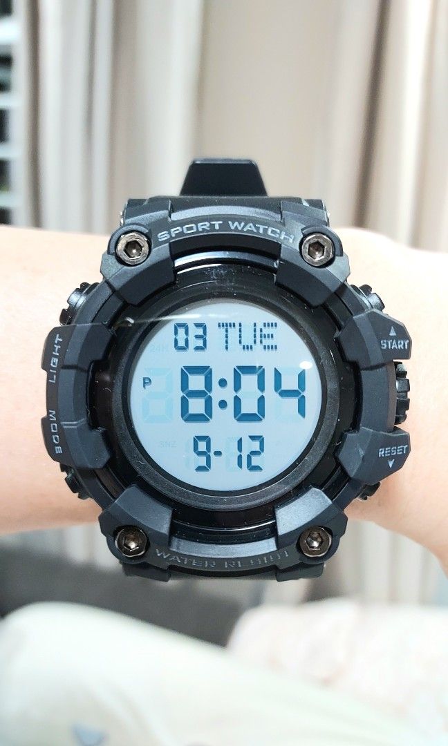 Big large military sports black digital watch 55mm Casio G