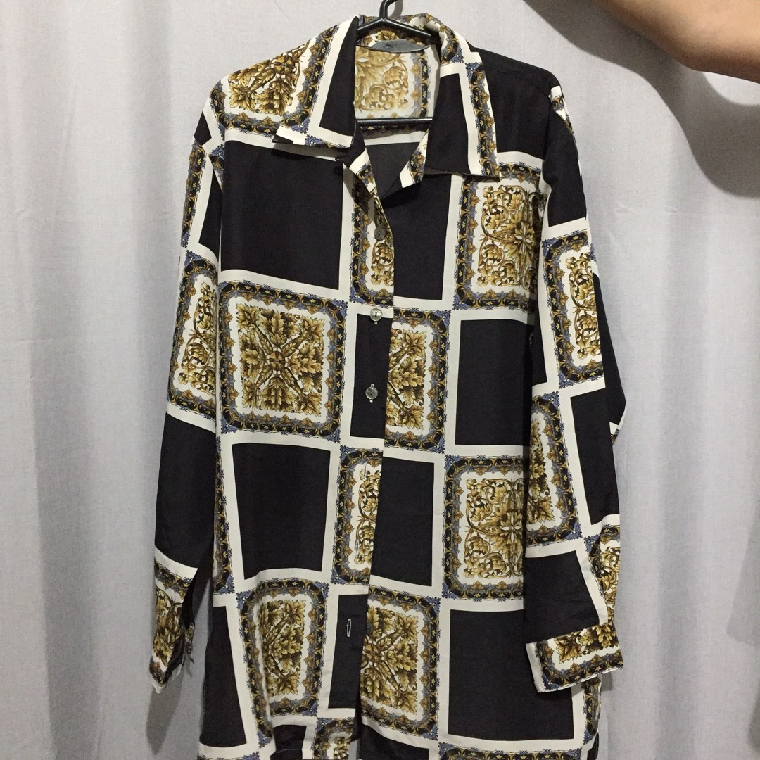 Black and Gold Silk Top, Women's Fashion, Tops, Blouses on Carousell