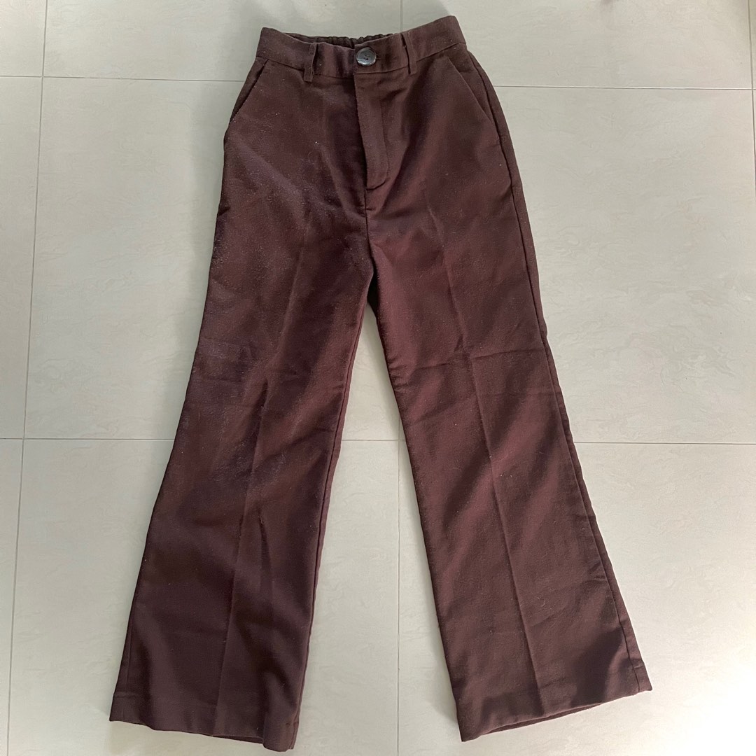 High waisted brown flare pants, Women's Fashion, Bottoms, Other Bottoms on  Carousell