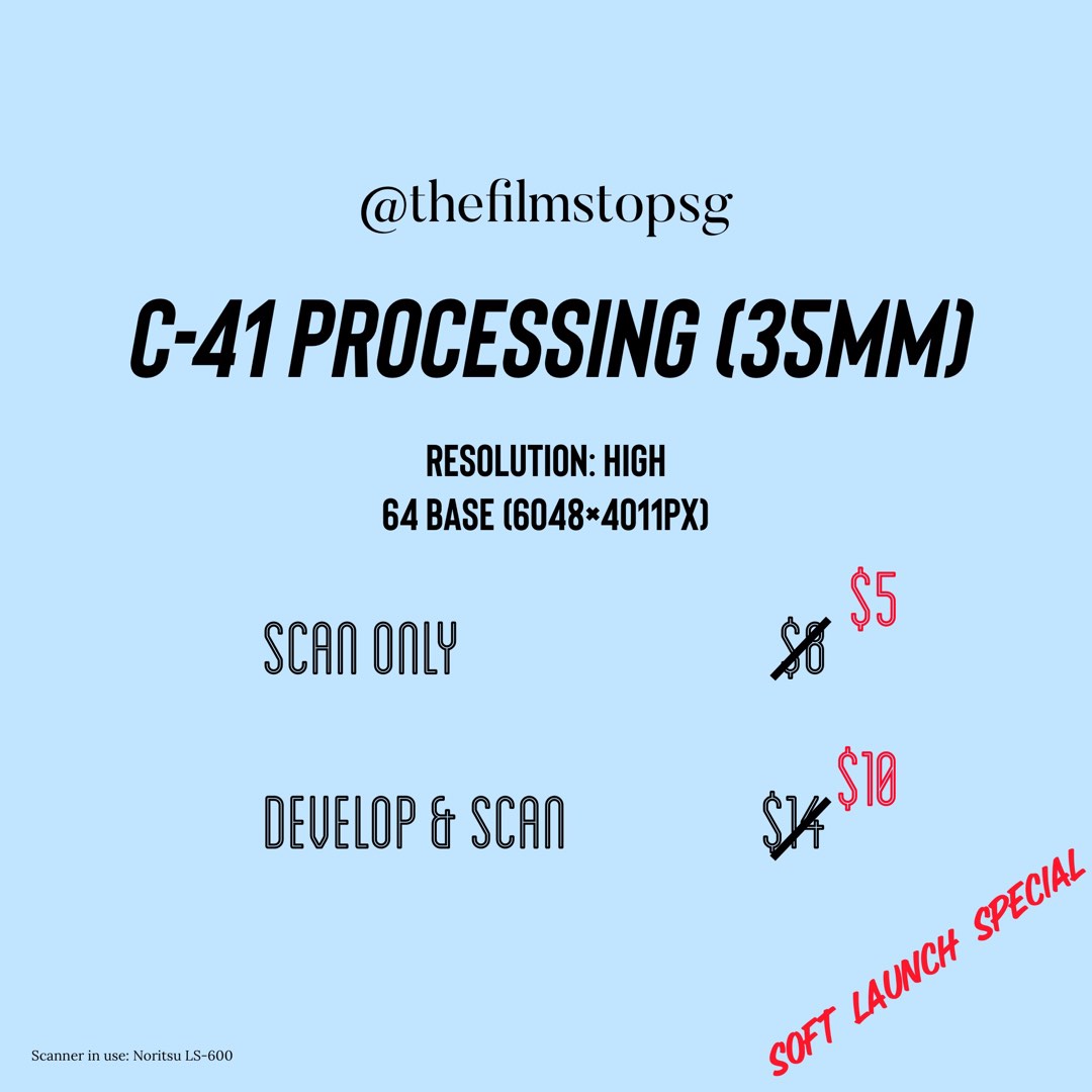 C41 B&W 135 35mm Film Processing / Developing and Scanning for Black n