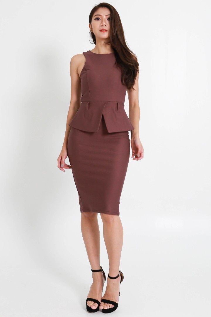 open lace back dress Lavish Cherry Red Peplum Dress – COY online main image 1