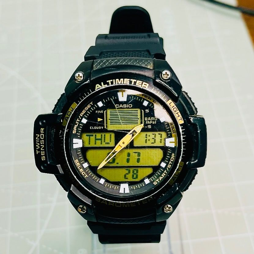 CASIO SGW 400H DIGITAL ANALOG WR 10BAR ALTIMETER BAROMETER