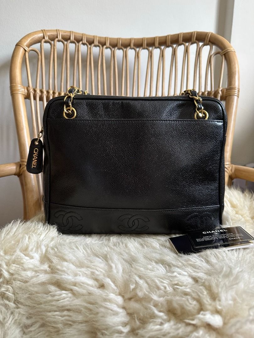 Chanel Black Caviar Triple CC Tote Women s Fashion Bags