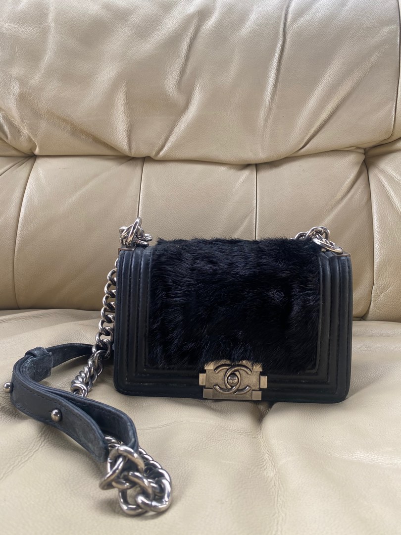 Chanel Fur Mini Le Boy Bag Luxury Bags Wallets on Carousell