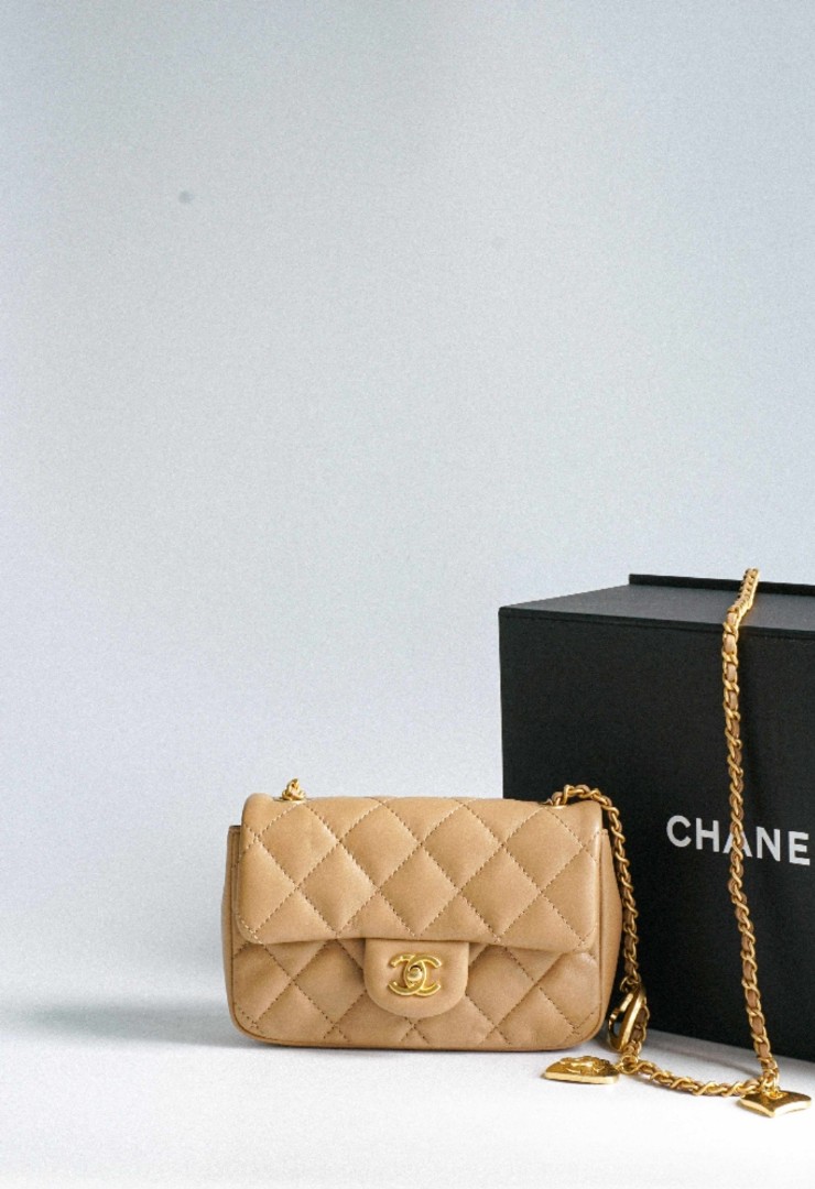Chanel Black Lambskin Mini Heart Bag