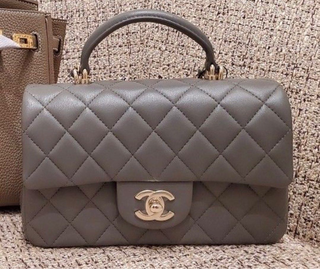 Chanel - New 22a Classic Medium Double Flap Dark Grey Cc Shoulder Bag  Auction